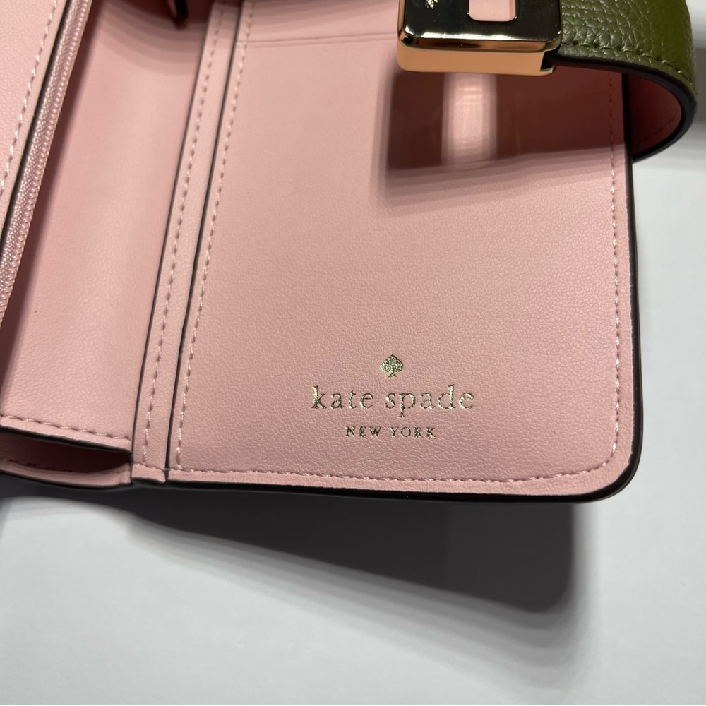 Kate Spade Phoebe Refined Grain Leather Medium Wallet Seaweed / Green NWT - Picture 7 of 9